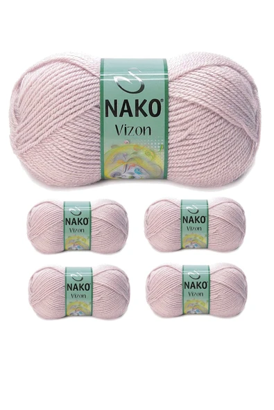 LitaeTrend 5 Adet Vizon Premium Akrilik El Örgü İpi Yünü Renk No:318 Gül Goncası ürün görseli