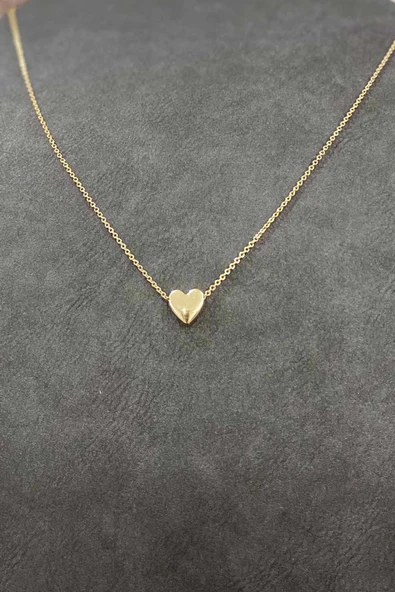 LitaeTrend Altın Kaplama Minimal Kalp Tasarım İnce Zincirli Kolye 40 cm - Resim 3