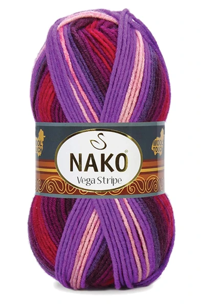 LitaeTrend 5 Adet Vega Stripe Premium Akrilik El Örgü İpi Yünü No: 82412 - Resim 3