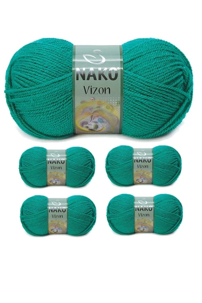 LitaeTrend 5 Adet Vizon Premium Akrilik El Örgü İpi Yünü Renk No:181 Ördek Başı Yeşil ürün görseli 1