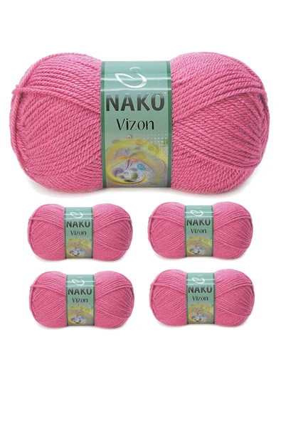 LitaeTrend 5 Adet Vizon Premium Akrilik El Örgü İpi Yünü Renk No:180 Kuru Gül ürün görseli 1