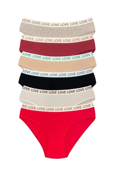 LitaeTrend 6 Adet Pamuklu Esnek Kadın Slip Bikini Külot Geniş Lastikli Baskılı ürün görseli