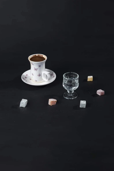 LitaeTrend Ayaklı Kahve Yanı Bardağı Kristal Kesim Shot Bardak 7cm x 4 cm 6 Lı Set - Resim 4