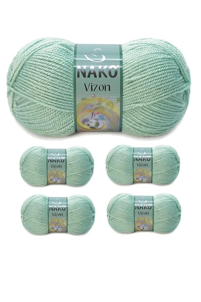 LitaeTrend 5 Adet Vizon Premium Akrilik El Örgü İpi Yünü Renk No:292 Çağla Yeşil ürün görseli 1