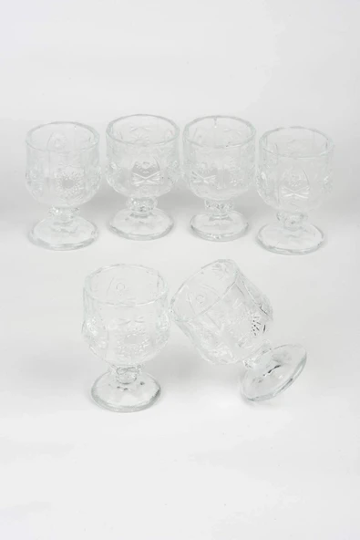LitaeTrend Ayaklı Kahve Yanı Bardağı Kristal Kesim Shot Bardak 7cm x 4 cm 6 Lı Set - Resim 6