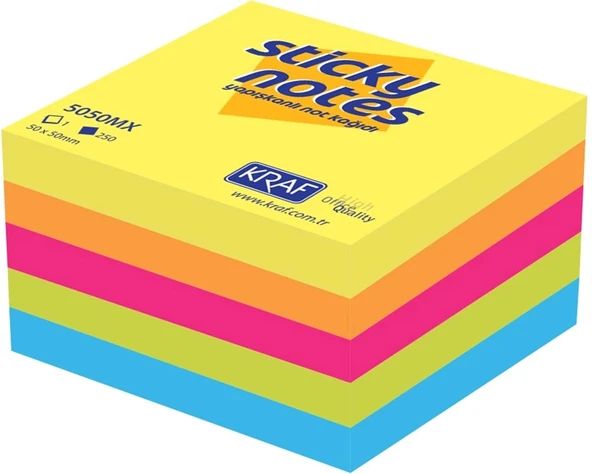 Supertrend Yapışkanlı Not Kağıdı Küp Blok 50x50 mm. 250 Yaprak CANLI RENKLER ürün görseli 1