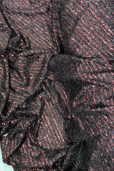 LitaeTrend Sakallı Çizgili Pullu Kumaş  Pullu Payet Kumaş Abiye Nişan Düğün Siyah Bordo ürün görseli