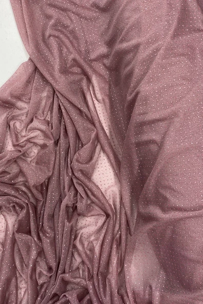 LitaeTrend Yağmur Damlası Simli Abiye Elbise Şallık Tül Kumaş Koyu Gül Kurusu 36 ürün görseli