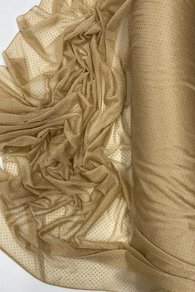 LitaeTrend Yağmur Damlası Simli Abiye Elbise Şallık Tül Kumaş Gold 28 ürün görseli