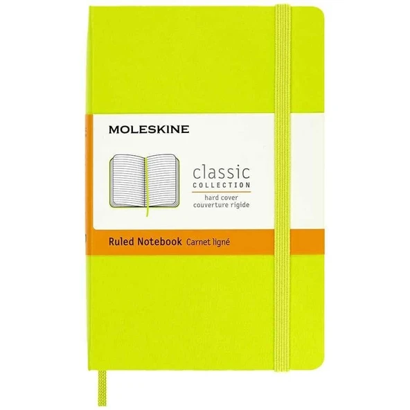 Supertrend Sert Kapak Çizgili Defter Cep Boy 9x14 cm. 192 Sayfa Limon Yeşili