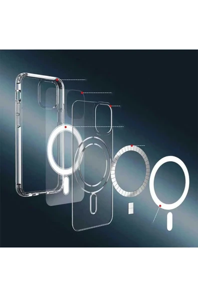 LitaeTrend Iphone 14 Pro Max Kılıf Kamera Lens Korumalı Magsafe Destekli Şeffaf Darbe Emici Sert Kapak - 4