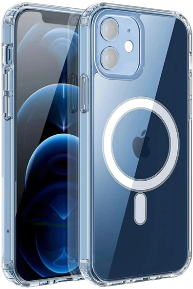 LitaeTrend Iphone 12 Kılıf Kamera Lens Korumalı Magsafe Destekli Şeffaf Darbe Emici Sert Kapak - 1