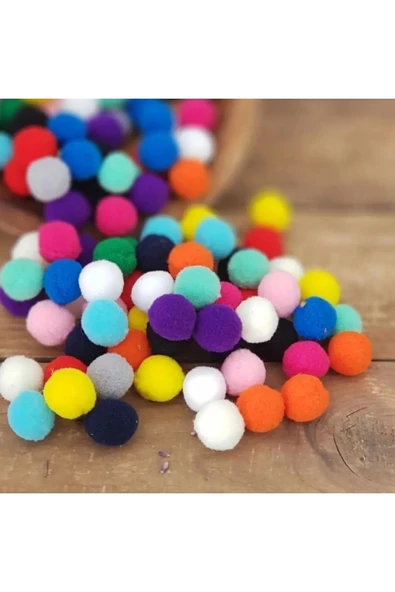 LitaeTrend 12mm Renkli Karışık Yumuşak Ponpon Peluş 200 Adet - 2