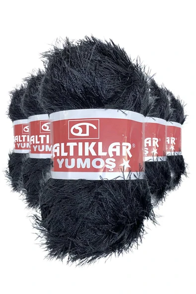 LitaeTrend 5 Adet Yumoş Sakallı El Örgü Ipi Yünü SİYAH ürün görseli