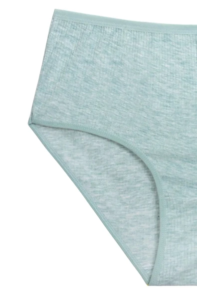 LitaeTrend 4'lü Yeni Seri Renkli Yüksek Bel Fitilli Ribana Bato Külot Yeşil - Resim 2