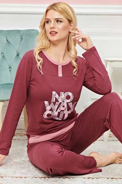 LitaeTrend Bayan Uzun Kollu Pijama Takımı Model no 7609 - 2