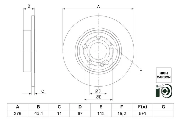 FREN DISKI ARKA MERCEDES W177 W247 C118  A2474230112 ürün görseli