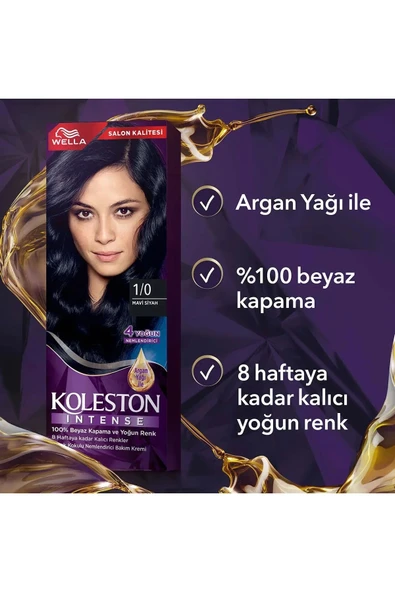 LitaeTrend Koleston Intense Saç Boyası 1/0 Mavi Siyah - Salon Kalitesi - Resim 5