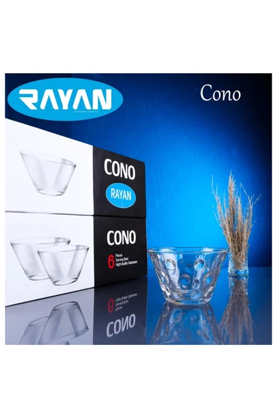 LitaeTrend Rayan Cono 6'lı Büyük Cam Kase - 1