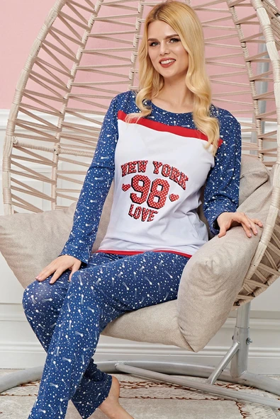LitaeTrend Bayan Uzun Kollu Pijama Takımı Model no 7569 - 2