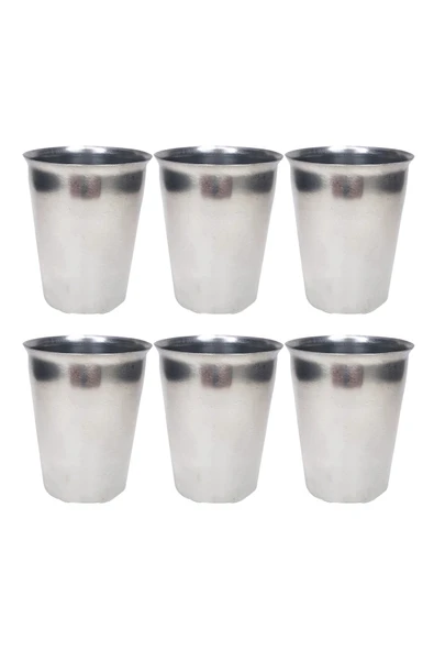 LitaeTrend 6 Adet Paslanmaz Çelik Krom Bardak 9 x 7,5 x 5,5cm - 1