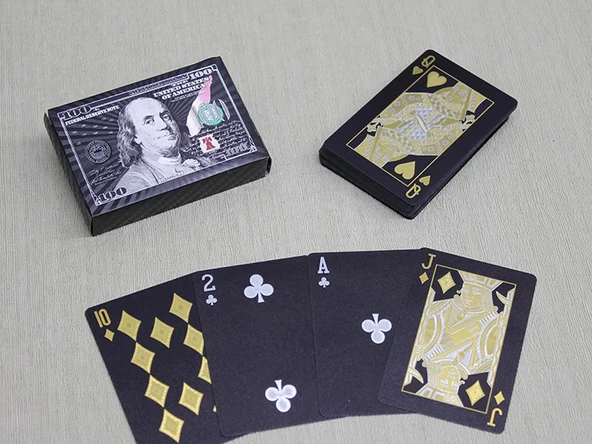 Gümüş Dolar Tasarımlı Siyah İskambil Oyun Kartı ürün görseli 1