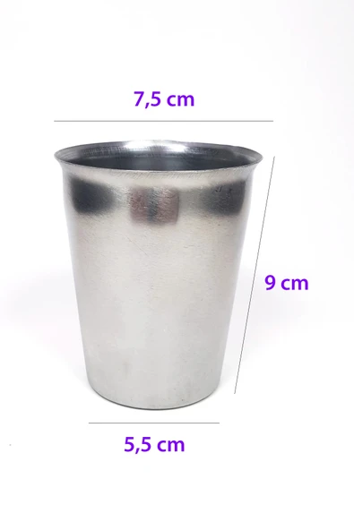 LitaeTrend 3 Adet Paslanmaz Çelik Krom Bardak 9 x 7,5 x 5,5cm - 2