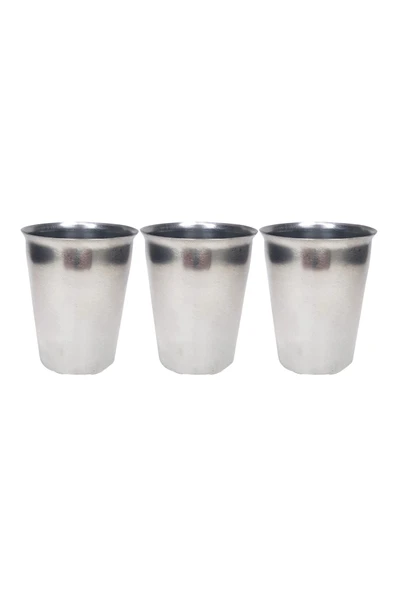 LitaeTrend 3 Adet Paslanmaz Çelik Krom Bardak 9 x 7,5 x 5,5cm - 1