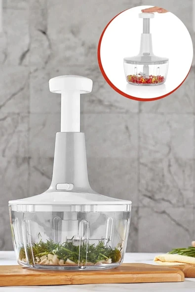 LitaeTrend Yakut Üstten Basmalı El Rondo Blender Çelik Bıcaklı Beyaz