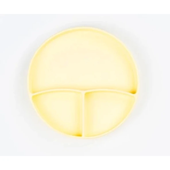 Sarı 3’lü Silikon Yemek Seti – Önlük + Diş Kaşıyıcılı Kaşık + Vakumlu Tabak - Resim 4