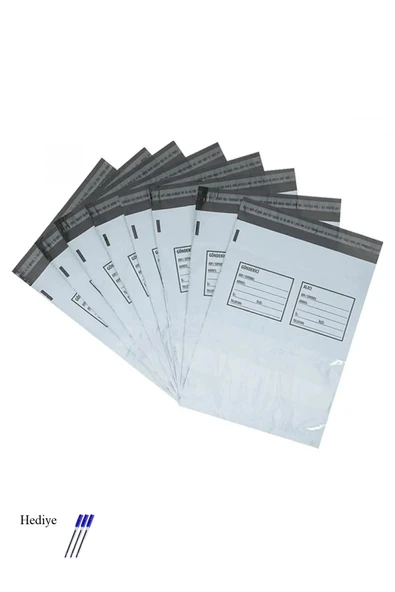 LitaeTrend Büyük Boy Cepli Kargo Poşeti 35x45+5 cm - 100 Adet (40+40=80 Mikron) - 1