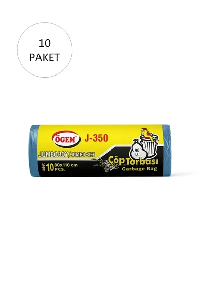 LitaeTrend J-350 Jumbo Boy Çöp Torbası 80 x 110 cm 10 Lu Rulo x 10 Paket = 100 Adet (Mavi) - 1
