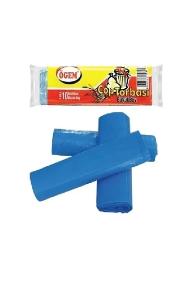 LitaeTrend Büyük Boy Çöp Torbası 65 x 80 cm 10 Lu Rulo x 1 Paket = 10 Adet (Mavi) ürün görseli 1