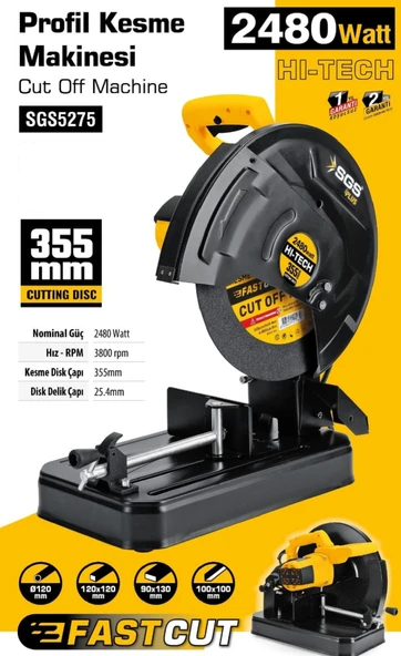 SGS PROFESYONEL METAL KESME MAKİNESİ 355MM 2480 WATT - 2