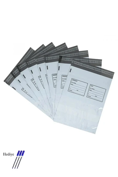 LitaeTrend Orta Boy Cepli Kargo Poşeti 30x37+5 cm - 100 Adet (40+40=80 Mikron) - 1