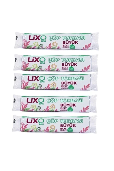 LitaeTrend Büyük Boy Çöp Torbası 65 x 80 cm 10 Lu Rulo x 5 Paket = 50 Adet (Mavi) ürün görseli 1