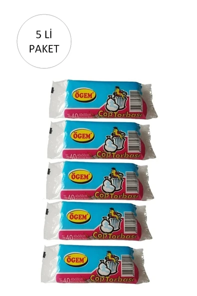 LitaeTrend Küçük Boy Çöp Torbası 40 x 50 cm 40 Lı Rulo x 5 Paket = 200 Adet (Şeffaf) ürün görseli 1