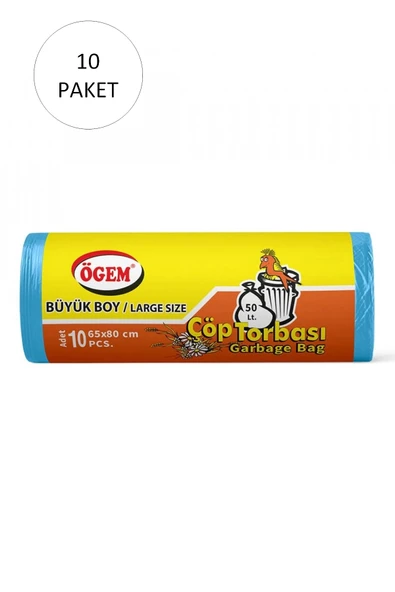 LitaeTrend Büyük Boy Çöp Torbası 65 x 80 cm 10 Lu Rulo x 10 Paket = 100 Adet (Mavi) ürün görseli 1