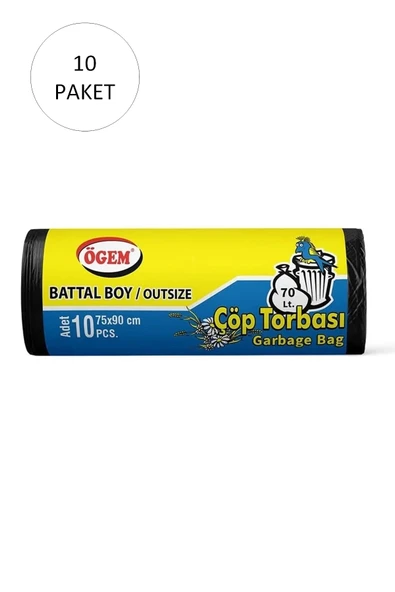 LitaeTrend Battal Boy Çöp Torbası 75 x 90 cm 10 Lu Rulo x 10 Paket = 100 Adet (Siyah) ürün görseli 1