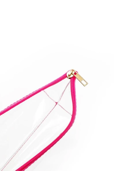 LitaeTrend Jolly Tekli Orta Boy Şeffaf Makyaj Çantası 25cmX12cmX8CM - 5