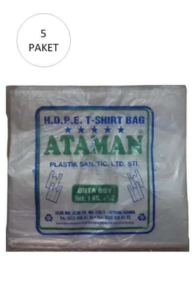 LitaeTrend Kalın Şeffaf Atlet Poşet Orta Boy 27x47 Cm 1 Kg (5 Paket-Takriben 725 Adet) ürün görseli 1