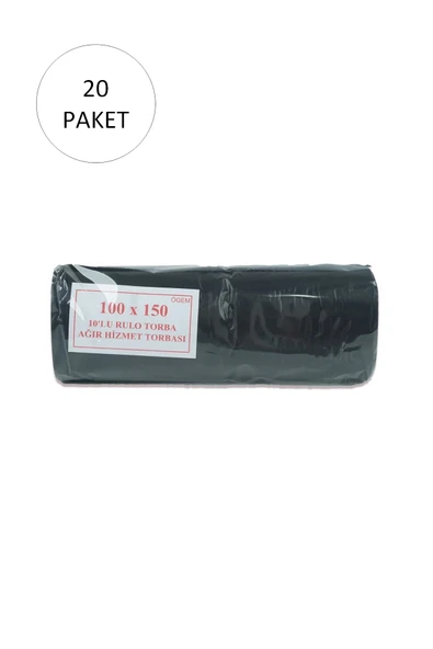 LitaeTrend Hantal Boy Çöp Torbası 100 x 150 cm 10 Lu Rulo x 20 Paket = 200 Adet (Siyah) ürün görseli 1