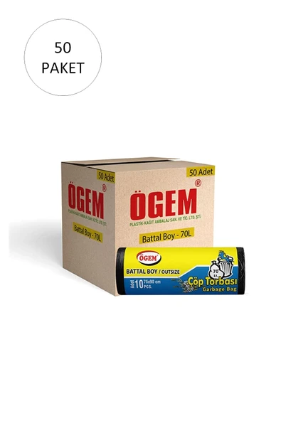 LitaeTrend Battal Boy Çöp Torbası 75 x 90 cm 10 Lu Rulo x 50 Paket = 500 Adet (Siyah) - 1
