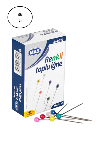LitaeTrend Mas 320 Renki Başlı Toplu İğne 32 Mm 36'lı - 1
