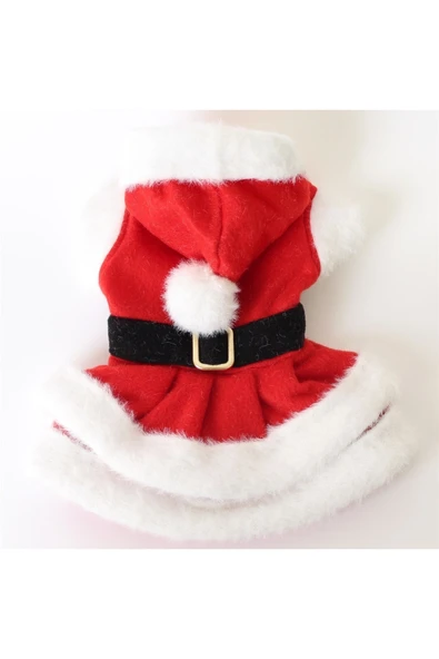 MAXSTYLESPET Noel Anne Pet Elbisesi Kedi Köpek Kıyafeti Kırmızı - Resim 3