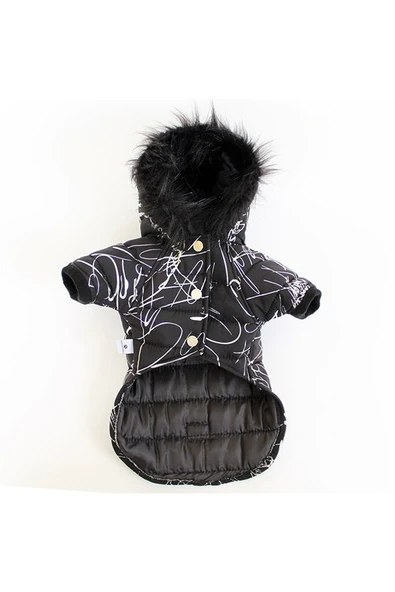 MAXSTYLESPET Pet Mont Imza Desenli Siyah Köpek Kedi Kıyafeti - 3