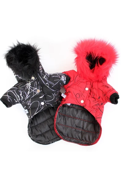 MAXSTYLESPET Pet Mont Imza Desenli Siyah Köpek Kedi Kıyafeti - 4