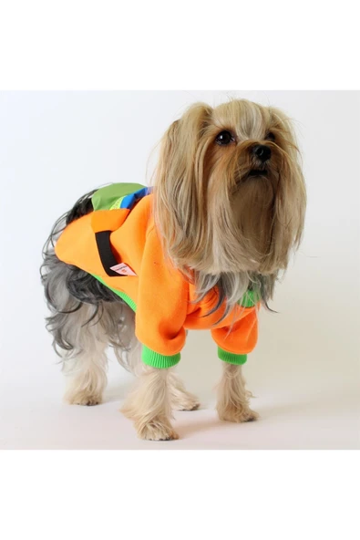 MAXSTYLESPET Pet Sweatshirt Çantalı - Turuncu - Köpek Ve Kedi Kıyafeti ürün görseli