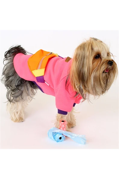 MAXSTYLESPET Pet Sweatshirt Çantalı - Pembe- Köpek Ve Kedi Kıyafeti - Resim 2