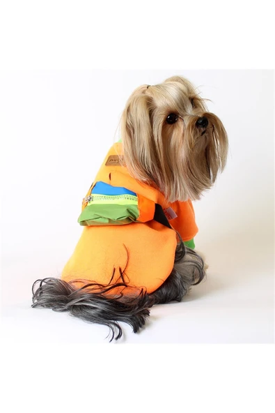 MAXSTYLESPET Pet Sweatshirt Çantalı - Turuncu - Köpek Ve Kedi Kıyafeti - Resim 2